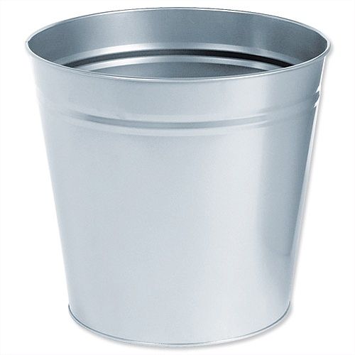 5 Star Office Waste Desk Bin Round Steel Scratch Resistant D300xH280mm 15 Litres Silver Metallic 5 Star Office Waste Desk Bin Round Steel Scratch Resistant D300xH280mm 15 Litres Silver Metallic