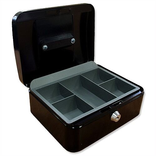 5 Star Key Lock Cash Box Large 12 Inch 300x240x70mm Anthracite Black 5 Coin Compartments 5 Star Key Lock Cash Box Large 12 Inch 300x240x70mm Anthracite Black 5 Coin Compartments
