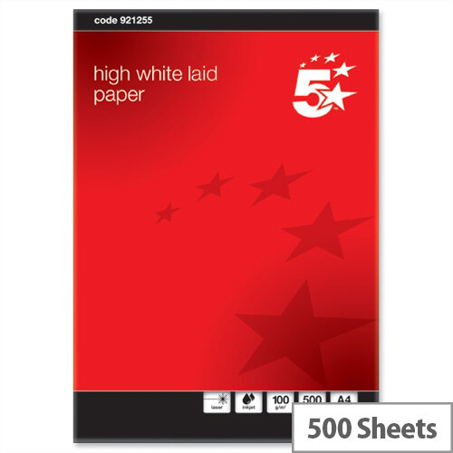 A4 100gsm High White Laid Finish Premium Paper 500 Sheets 5 Star