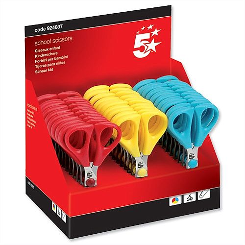 School Scissors with Plastic Handles Assorted Pack 30 5 Star School Scissors with Plastic Handles Assorted Pack 30 5 Star
