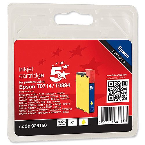 Epson T0714 Compatible Yellow Inkjet Cartridge Cheetah Series 5 Star OB71440/C13T07144010