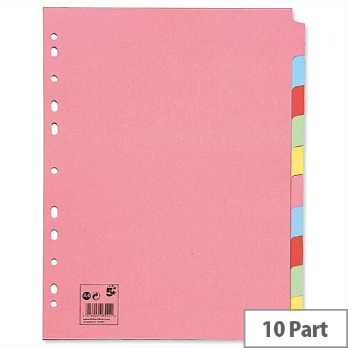 10 Part Extra Wide Assorted Subject Dividers A4 Pack 10 5 Star