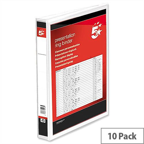 16mm 4 D A4 Ring Presentation Ring Binder White PVC Pack 10 5 Star 16mm 4 D A4 Ring Presentation Ring Binder White PVC Pack 10 5 Star