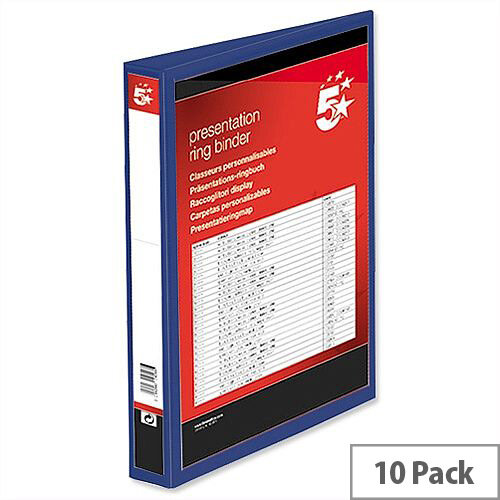 Blue 38mm Presentation Ring Binder PVC 4 Ring A4 5 Star Pack 10