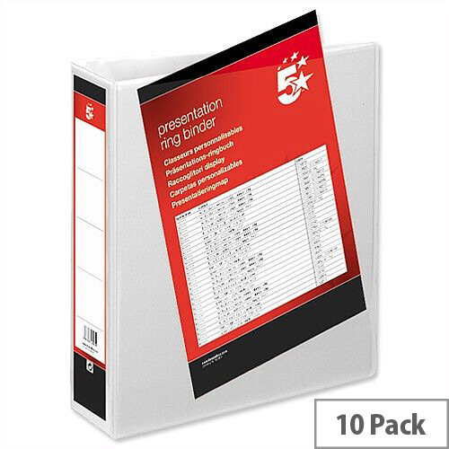 White Presentation Ring Binder 2 Ring PVC 50mm A4 Pack 10 5 Star White Presentation Ring Binder 2 Ring PVC 50mm A4 Pack 10 5 Star