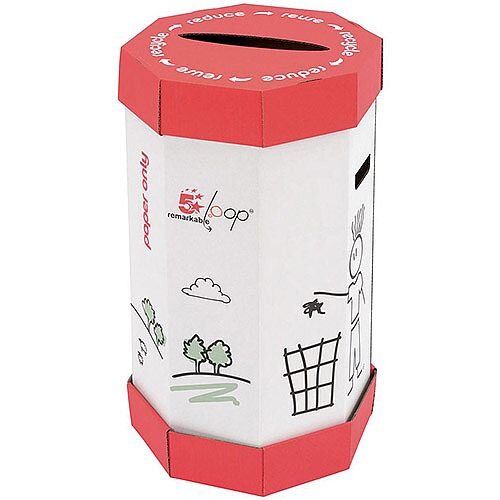 5 Star Remarkable Loop Paper Recycling Office Waste Bins 60L (Pack 5)