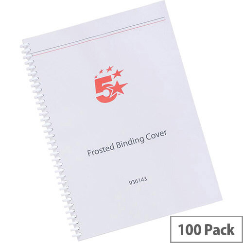 5 Star Binding Covers - 300 Micron - A4 - Colour: Frosted Transparent (Pack of 100)