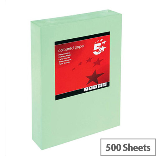 5 Star Medium Green A4 Paper Multifunctional Ream-Wrapped 80gsm 500 Sheets 