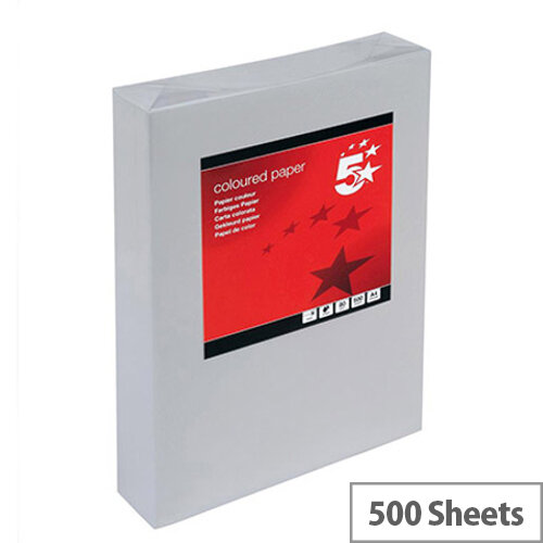 5 Star Medium Grey A4 Paper Multifunctional Ream-Wrapped 80gsm 500 Sheets 