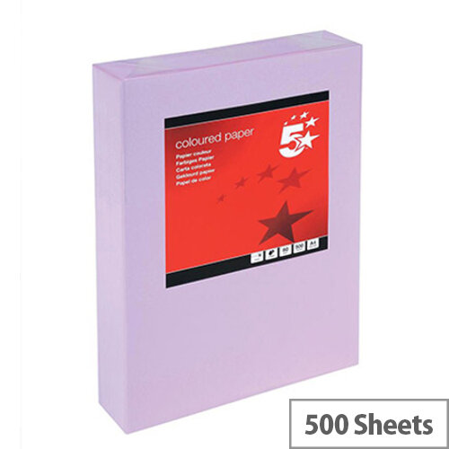 5 Star Medium Violet A4 Paper Multifunctional Ream-Wrapped 80gsm 500 Sheets 