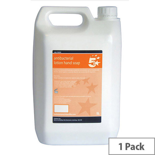 5 Star Anti-Bacterial Lotion Hand Wash Soap Dispensers Refill 5 Litre (Pack 1) 5 Star Anti-Bacterial Lotion Hand Wash Soap Dispensers Refill 5 Litre (Pack 1)