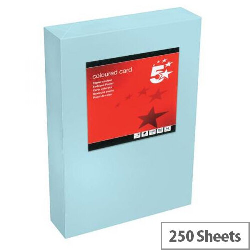 5 Star Office Medium Blue A4 Paper Multifunctional Coloured Card 160gsm 250 sheets