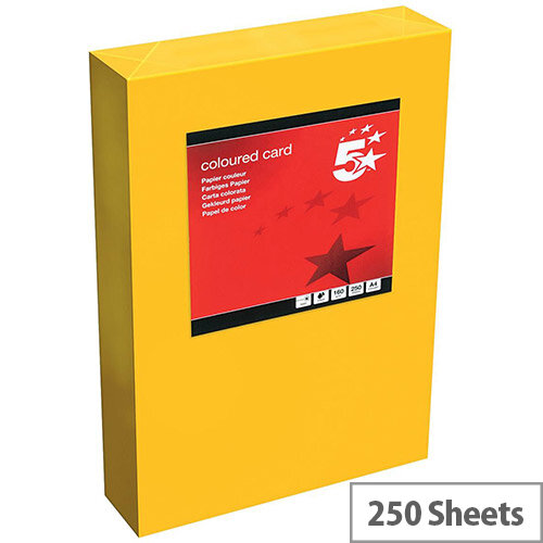 5 Star Office Deep Orange A4 Paper Multifunctional Coloured Card 160gsm 250 sheets