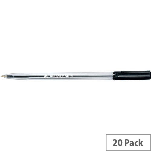 5 Star Office Ball Pen Clear Barrel Medium 1.0mm Tip 0.7mm Line Black  Pack of 20