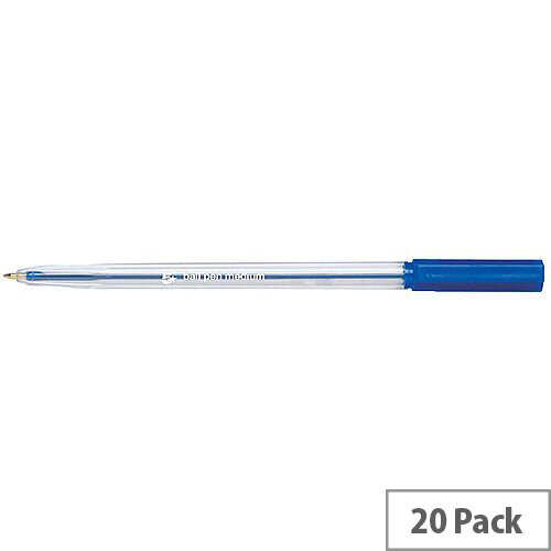 5 Star Office Ball Pen Clear Barrel Medium 1.0mm Tip 0.7mm Line Blue  Pack of 20