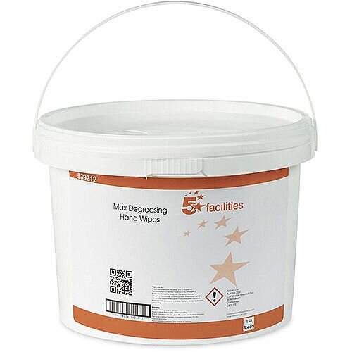 5 Star Facilities Hand and Surface Degreasing Wipes Anti-bacterial Smooth Pack 1 (Bucket 150 Wipes) 5 Star Facilities Hand and Surface Degreasing Wipes Anti-bacterial Smooth Pack 1 (Bucket 150 Wipes)