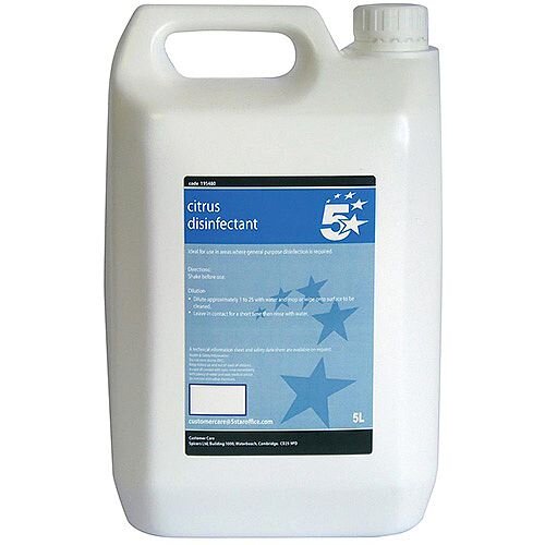 5 Star Facilities Disinfectant Kitchen and Washroom Citrus 5 Litre 5 Star Facilities Disinfectant Kitchen and Washroom Citrus 5 Litre