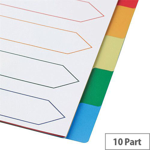 5 Star Elite A4 File Dividers Multicoloured Tabs Polypropylene 10-Part White 5 Star Elite A4 File Dividers Multicoloured Tabs Polypropylene 10-Part White