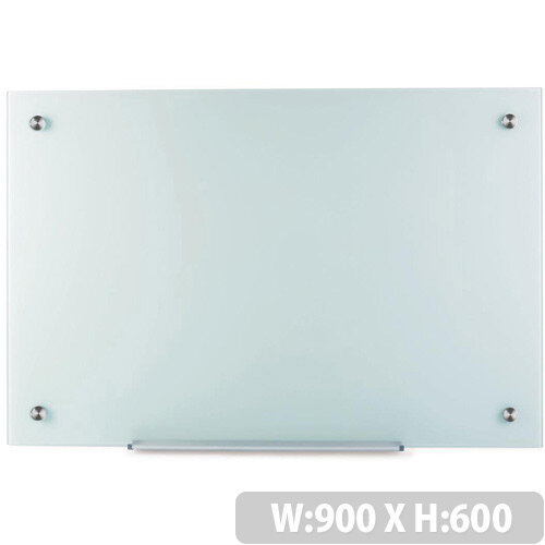 5 Star Office W900xH600mm Magnetic Glass Board with Wall Fixings White