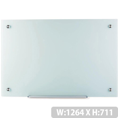 5 Star Office W1264xH711mm Magnetic Glass Board with Wall Fixings White