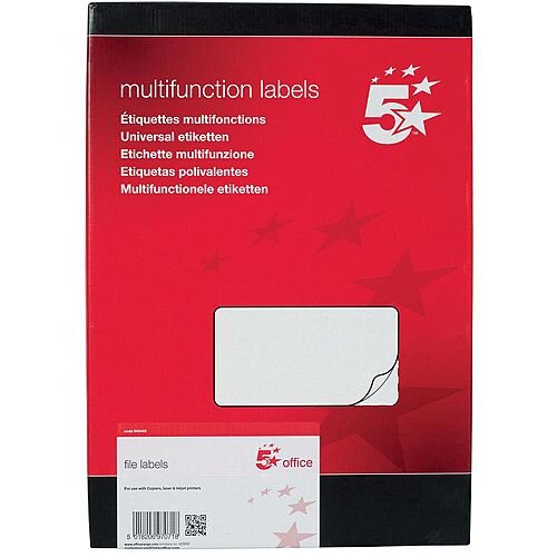 5 Star Office Spine Labels for Lever Arch File 4 per Sheet 194x62mm 400 Labels