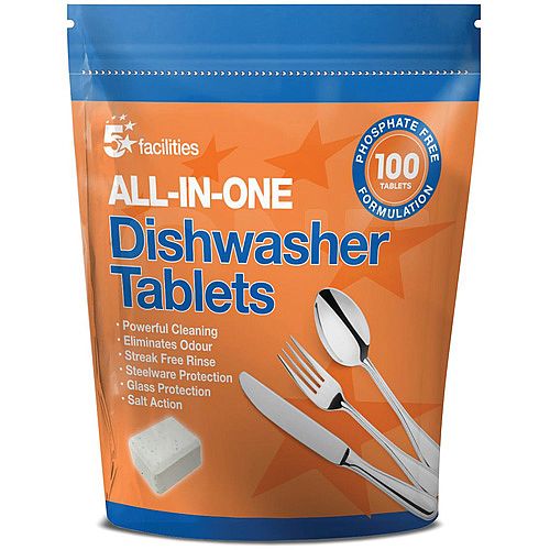 5 Star Facilities All-in-One Dishwasher Tablets Pack of 100 Tablets 5 Star Facilities All-in-One Dishwasher Tablets Pack of 100 Tablets