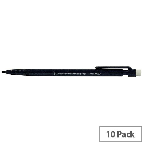 5 Star Office Disposable Mechanical Pencil Refillable HB 0.7mm Black Pack of 10 5 Star Office Disposable Mechanical Pencil Refillable HB 0.7mm Black Pack of 10