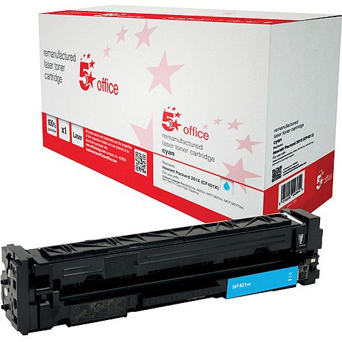 5 Star Office Remanufactured Laser Toner Cartridge Page Life 2800pp Cyan HP 201X CF401X Alternative 5 Star Office Remanufactured Laser Toner Cartridge Page Life 2800pp Cyan HP 201X CF401X Alternative