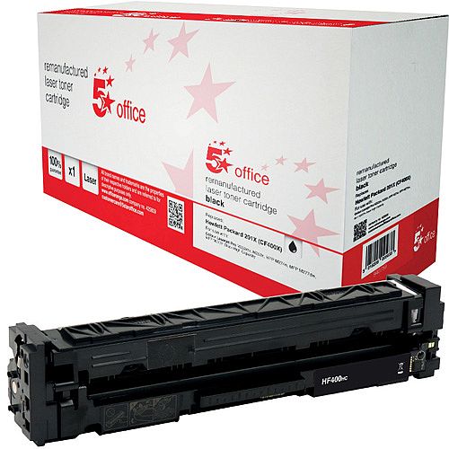 5 Star Office Remanufactured HP CF400X 201X Black Yield 2,300 Pages High Capacity Laser Toner Cartridge 5 Star Office Remanufactured HP CF400X 201X Black Yield 2,300 Pages High Capacity Laser Toner Cartridge