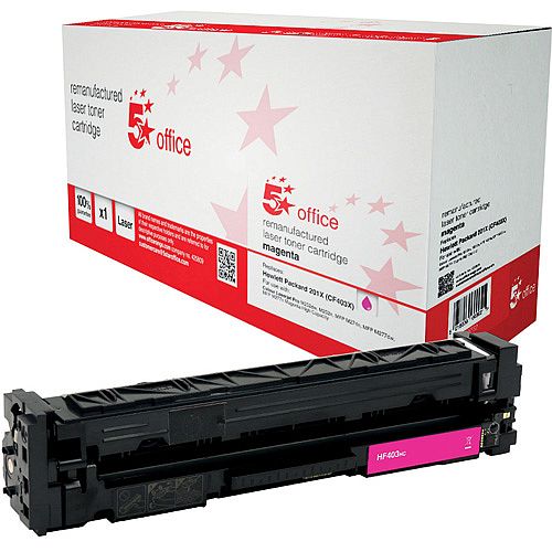 5 Star Office Remanufactured Laser Toner Cartridge Page Life 2300pp Magenta HP 201X CF403X Alternative 5 Star Office Remanufactured Laser Toner Cartridge Page Life 2300pp Magenta HP 201X CF403X Alternative