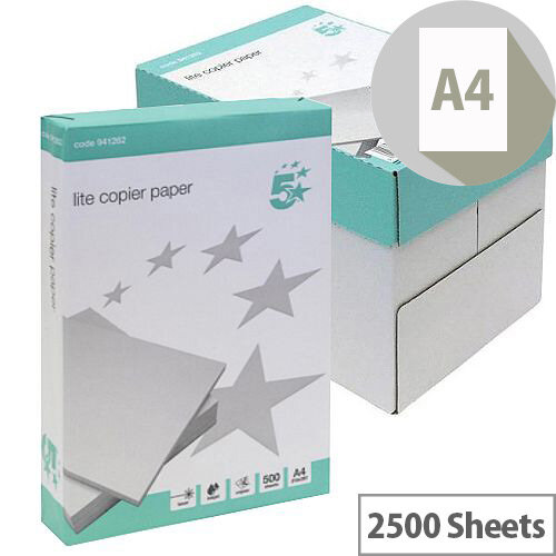 5 Star Lite A4 Copier Paper Multifunctional White 5 x 500 Sheets