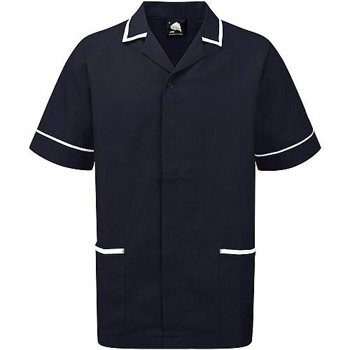 5 Star Facilities Men's Nursing Tunic Concealed Zip Size Large Navy/White 5 Star Facilities Men's Nursing Tunic Concealed Zip Size Large Navy/White