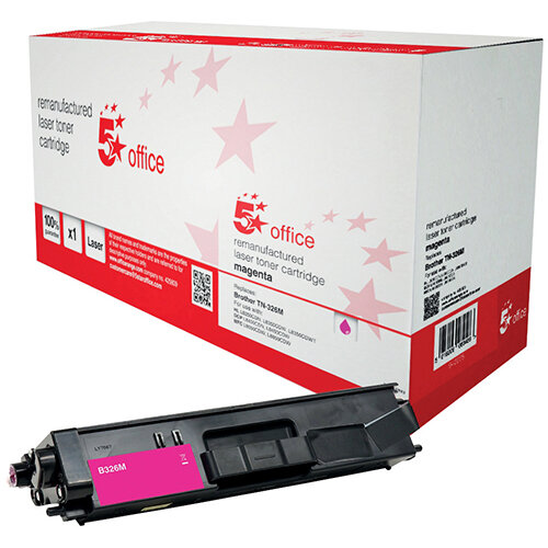 5 Star Office Remanufactured Laser Toner Cartridge Page Life 3500 Pages Magenta Brother TN326M Alternative Ref 942275 5 Star Office Remanufactured Laser Toner Cartridge Page Life 3500 Pages Magenta Brother TN326M Alternative Ref 942275