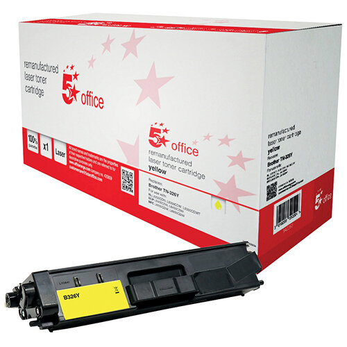 5 Star Office Remanufactured Laser Toner Cartridge Page Life 3500 Pages Yellow Brother TN326Y Alternative Ref 942283 5 Star Office Remanufactured Laser Toner Cartridge Page Life 3500 Pages Yellow Brother TN326Y Alternative Ref 942283