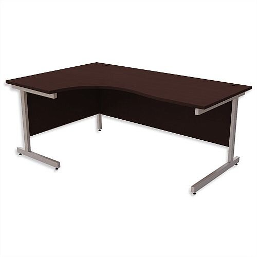 Office Desk Radial Left Hand Silver Legs W1800xd1200xh725mm Dark