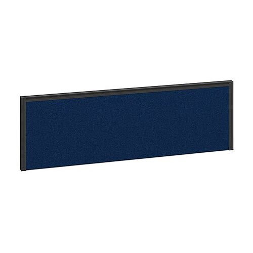 Straight Fabric Upholstered Return Office Desk Screen 1185mmx380mm - Blue Fabric With Black Aluminium Frame