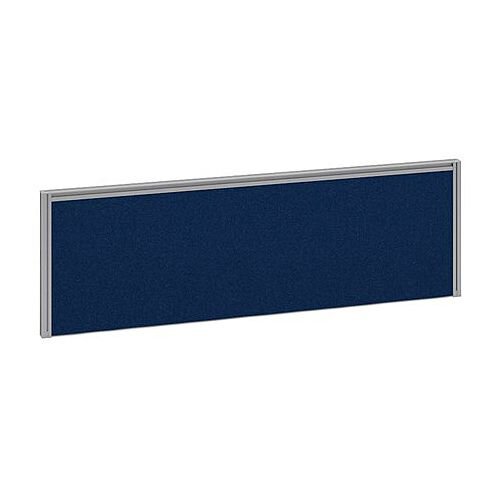 Straight Fabric Upholstered Return Office Desk Screen 1185mmx380mm - Blue Fabric With Silver Aluminium Frame