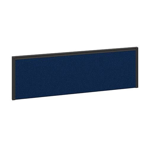 Straight Fabric Upholstered Office Desk Screen 1400mmx380mm - Blue Fabric With Black Aluminium Frame