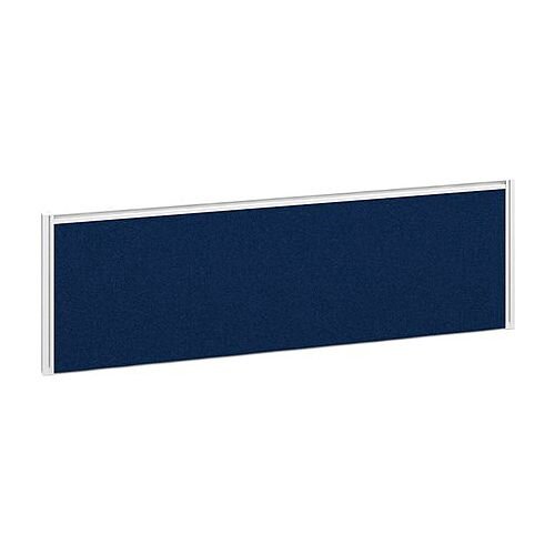 Straight Fabric Upholstered Office Desk Screen 1200mmx380mm - Blue Fabric With White Aluminium Frame