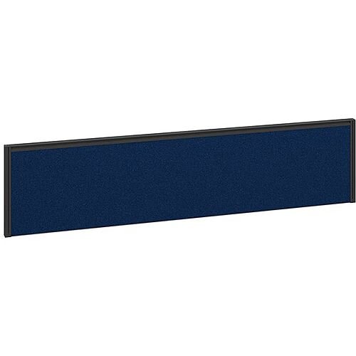 Straight Fabric Upholstered Office Desk Screen 1600mmx380mm - Blue Fabric With Black Aluminium Frame