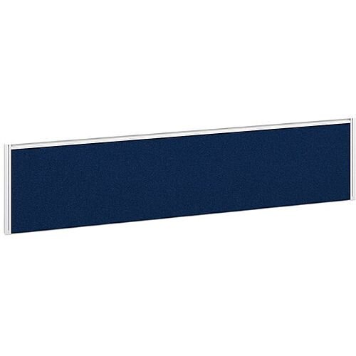 Straight Fabric Upholstered Office Desk Screen 1600mmx380mm - Blue Fabric With White Aluminium Frame