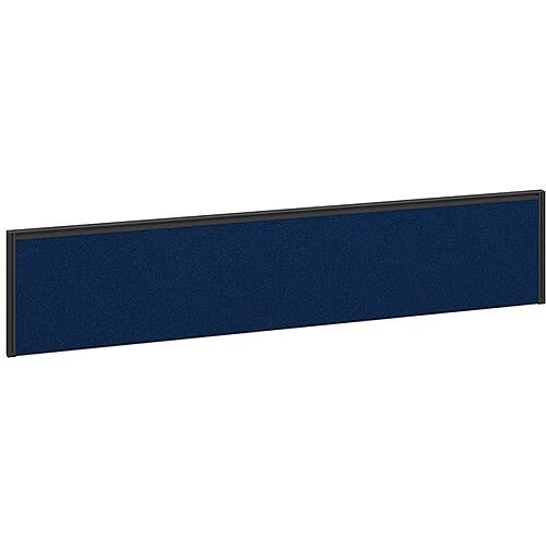 Straight Fabric Upholstered Office Desk Screen 1800mmx380mm - Blue Fabric With Black Aluminium Frame