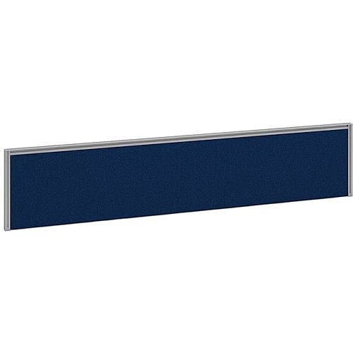 Straight Fabric Upholstered Office Desk Screen 1800mmx380mm - Blue Fabric With Silver Aluminium Frame Straight Fabric Upholstered Office Desk Screen 1800mmx380mm - Blue Fabric With Silver Aluminium Frame