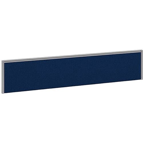 Straight Fabric Upholstered Office Desk Screen 1800mmx380mm - Blue Fabric With Silver Aluminium Frame