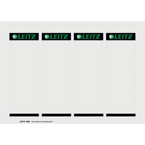 Leitz PC Printable Spine Labels for Plastic Lever Arch Files Laser Short Wide Grey 25 A4 Sheets - 4 Labels per Sheet 100 Labels