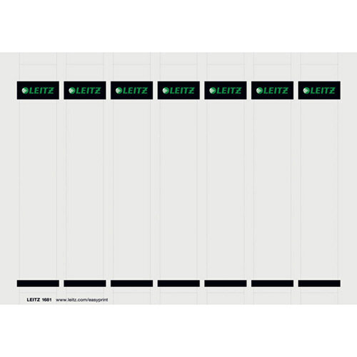 Leitz PC Printable Spine Labels for Plastic Lever Arch Files 180 Degree Print 50mm Grey 25 A4 Sheets - 7 Labels per Sheet 175 Labels Leitz PC Printable Spine Labels for Plastic Lever Arch Files 180 Degree Print 50mm Grey 25 A4 Sheets - 7 Labels per Sheet 175 Labels