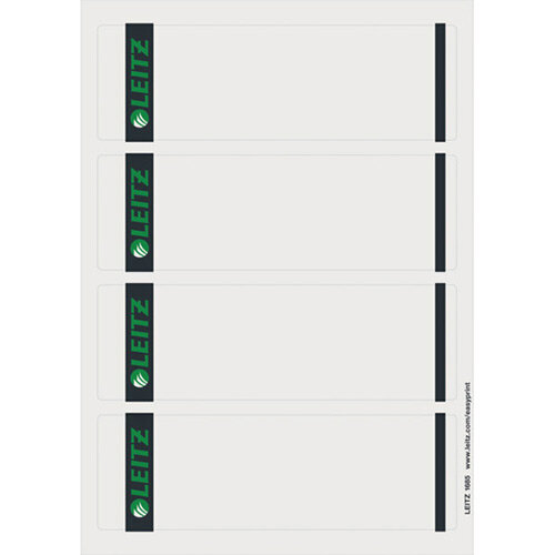 Leitz PC Printable Spine Labels for Standard Lever Arch Files Laser Grey Short Wide 100 A4 Sheets - 4 Labels per Sheet 400 Labels Leitz PC Printable Spine Labels for Standard Lever Arch Files Laser Grey Short Wide 100 A4 Sheets - 4 Labels per Sheet 400 Labels