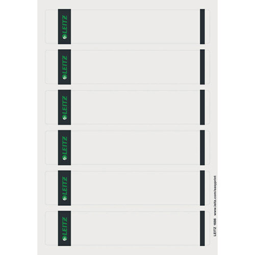 Leitz PC Printable Spine Labels for Standard Lever Arch Files Laser Short Small Grey 25 A4 Sheets - 6 Labels per Sheet 150 Labels Leitz PC Printable Spine Labels for Standard Lever Arch Files Laser Short Small Grey 25 A4 Sheets - 6 Labels per Sheet 150 Labels