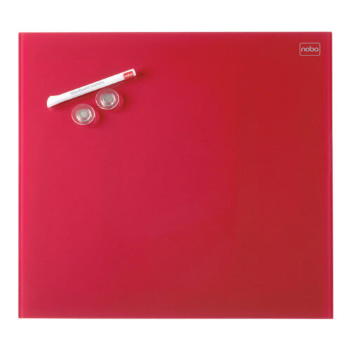 Nobo Diamond Glass Magnetic Whiteboard - Retail Pack 450x450mm Red