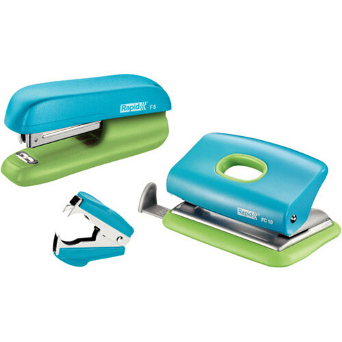 Rapid Mini Stapler F5 &Hole Punch Set Blister Pack Blue &Green Rapid Mini Stapler F5 &Hole Punch Set Blister Pack Blue &Green